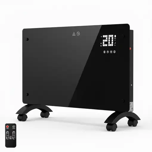 Yoevu - Emisor térmico de cristal 2500W, 2 modos de potencia, negro