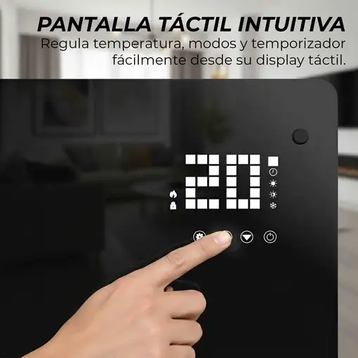 Yoevu - Emisor térmico de cristal 2500W, 2 modos de potencia, negro