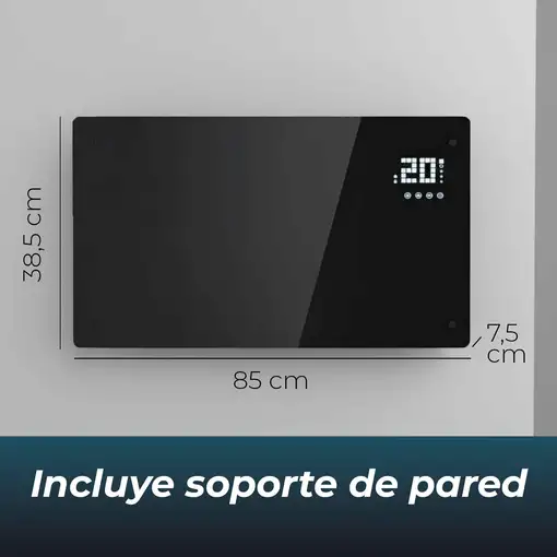 Yoevu - Emisor térmico de cristal 2500W, 2 modos de potencia, negro