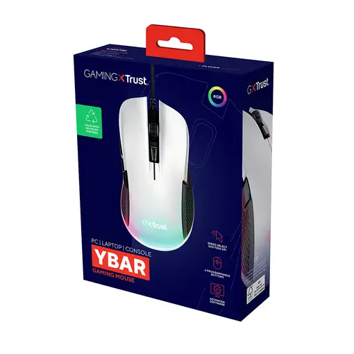 Trust GXT 922 Ybar ratón Juego mano derecha USB tipo A Óptico 7200 DPI