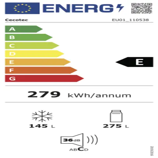 Frigoríficos сombis 420 L Acero inoxidable A01_EU01_110538 CECOTEC