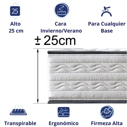Colchón 135x190 Viscoelástico Cama Principal, Todos los Tamaños