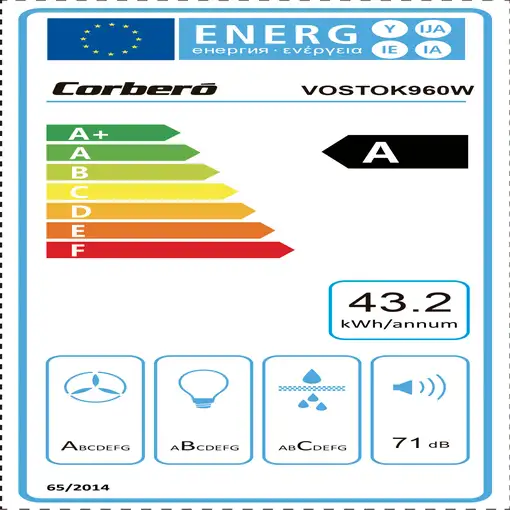 Corbero VOSTOK960W campana De pared Blanco A 647,7 m³/h