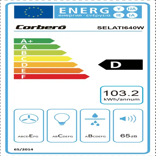 Corbero VICTORIA660B campana De pared Negro A 594,2 m³/h