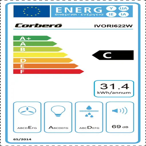 Corbero IVORI622W campana Telescópica o extraplana Blanco C 192,7 m³/h