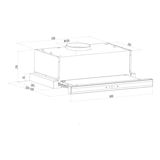 Corbero MAKALU640X campana De pared Acero inoxidable, Blanco A 372,5 m³/h