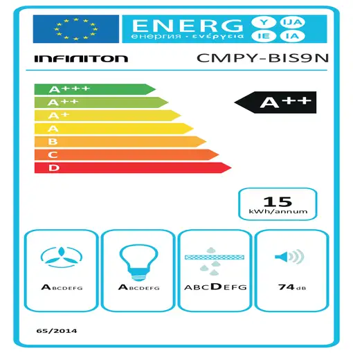 Infiniton CMPY-BIS9N campana Isla Negro A++ 750 m³/h