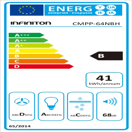 Infiniton CMPP-64NBH campana De pared Negro B 400 m³/h