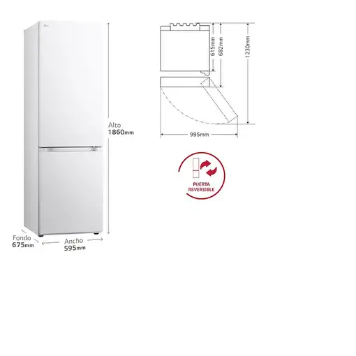 Nevera y congelador Independiente 344 L Blanco GBV3100DSW LG