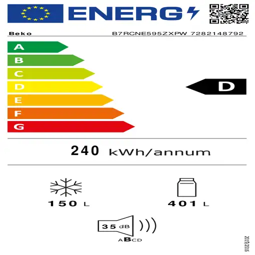 Beko B7RCNE595ZXPW nevera combi Independiente 551 L Acero inoxidable