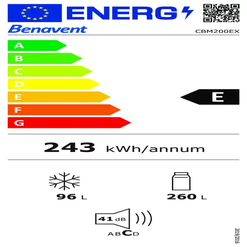 Nevera y congelador Independiente 356 L Acero inoxidable CBM200EX BENAVENT