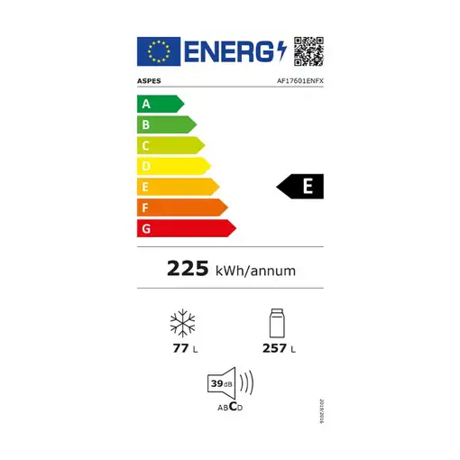 Frigoríficos dos puertas Independiente 334 L Acero inoxidable AF17601ENFX ASPES