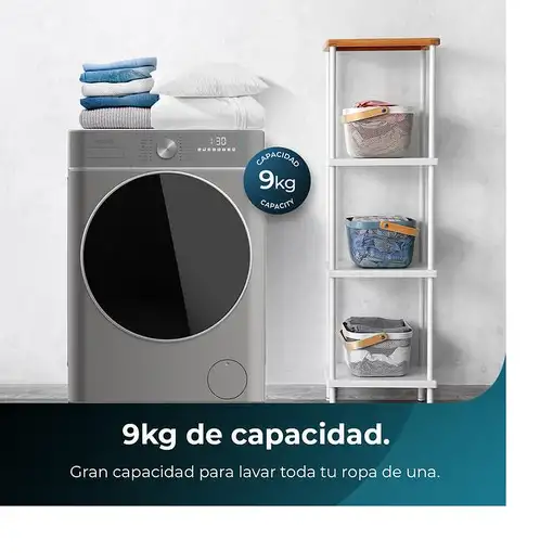 Lavadora carga frontal 9 kg 1400 RPM Acero 02767 CECOTEC