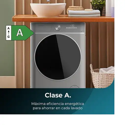 Lavadora carga frontal 9 kg 1400 RPM Acero 02767 CECOTEC