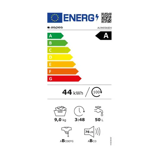 Lavadora carga frontal 9 kg 1400 RPM Blanco AL9403AIDV ASPES