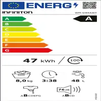 Lavadora carga frontal 8 kg 1400 RPM Blanco WM-D84AWT INFINITON