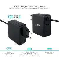 TooQ TQLC-USBC90PD adaptador e inversor de corriente Auto 90 W Negro
