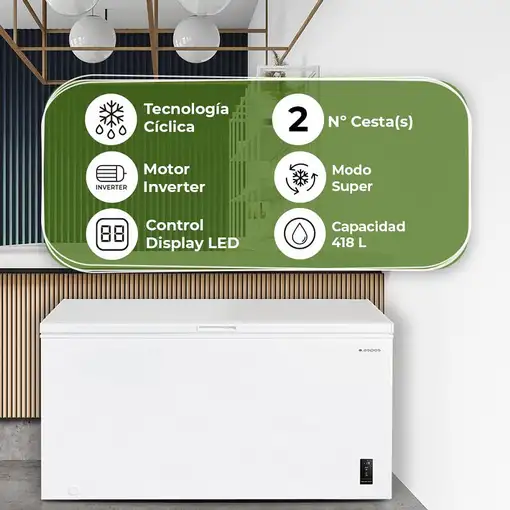 Aspes ACHH4500EDC congelador Arcón congelador Independiente 418 L E Blanco