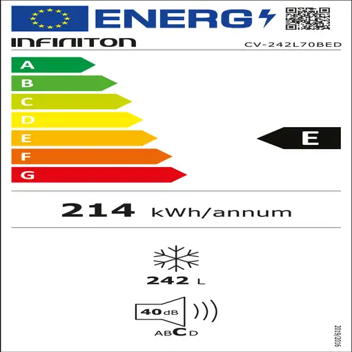 Infiniton CV-242L70BED congelador Congelador vertical Independiente 242 L Blanco
