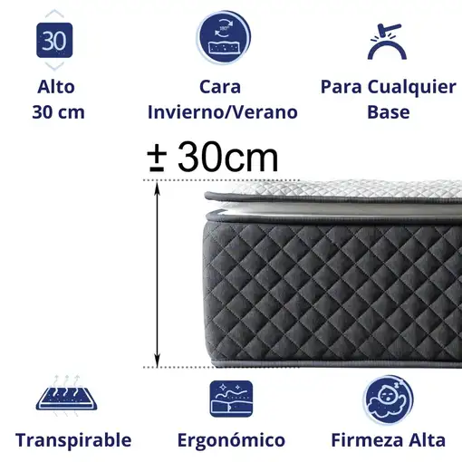 Colchón 135x190 ALTA GAMA Visco | Alto 30cm | Firmeza Alta