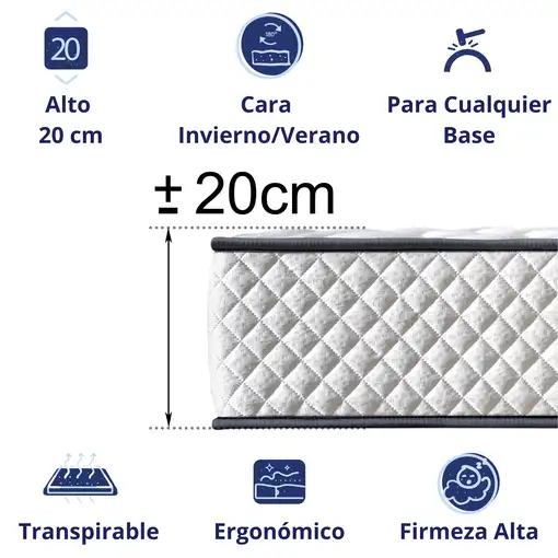 Colchón 90x200 ANATÓMICO PREMIUM Visco | Alto 20cm | Firmeza Alta