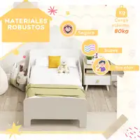 Cama Infantil 70x140 cm con Barrera Anticaídas y Somier Blanco AIYAPLAY