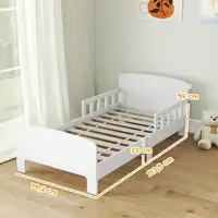 Cama Infantil 70x140 cm con Barrera Anticaídas y Somier Blanco AIYAPLAY