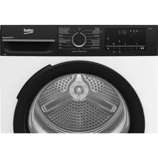 Secadora blanca con bomba de calor, 8 kg, BM3T48249W BEKO