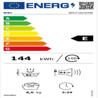 Secadora blanca con bomba de calor, 8 kg, BM3T38220WB BEKO Secadora blanca con bomba de calor, 8 kg, BM3T38220WB BEKO