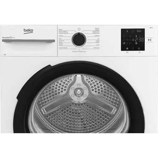 Secadora blanca con bomba de calor, 8 kg, BM3T38220WB BEKO