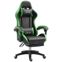 Silla Gaming de Cuero PU Reclinable 135° Altura Ajustable Negro y Verde Vinsetto Silla Gaming de Cuero PU Reclinable 135° Altura Ajustable Negro y Verde Vinsetto