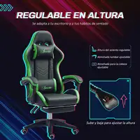 Silla Gaming de Cuero PU Reclinable 135° Altura Ajustable Negro y Verde Vinsetto Silla Gaming de Cuero PU Reclinable 135° Altura Ajustable Negro y Verde Vinsetto
