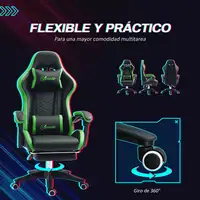 Silla Gaming de Cuero PU Reclinable 135° Altura Ajustable Negro y Verde Vinsetto Silla Gaming de Cuero PU Reclinable 135° Altura Ajustable Negro y Verde Vinsetto