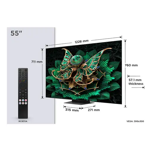 Televisor QD-Mini LED 55'' 4K Ultra HD Metálico Smart 55C7K TCL