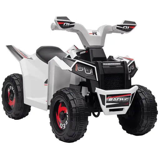 Quad Eléctrico para Niños de 18-36 Meses 6V 70x41,5x48,5 cm Blanco HOMCOM Quad Eléctrico para Niños de 18-36 Meses 6V 70x41,5x48,5 cm Blanco HOMCOM