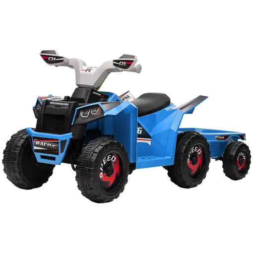 Quad Eléctrico para Niños con Remolque 106x41,5x48,5 cm Azul HOMCOM Quad Eléctrico para Niños con Remolque 106x41,5x48,5 cm Azul HOMCOM