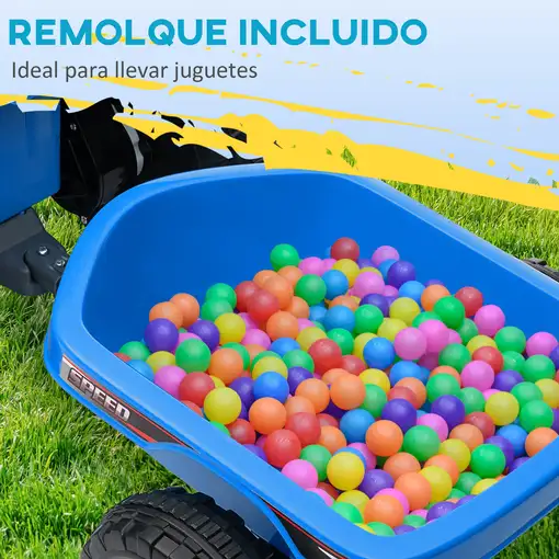 Quad Eléctrico para Niños con Remolque 106x41,5x48,5 cm Azul HOMCOM