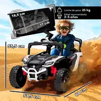 Coche Eléctrico para Niños UTV 12V con 2 Motores Blanco AIYAPLAY Coche Eléctrico para Niños UTV 12V con 2 Motores Blanco AIYAPLAY