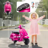 Moto Eléctrica para Niños 6V Ruedas de 6,9'' Velocidad de 2,5km/h Rosa AIYAPLAY Moto Eléctrica para Niños 6V Ruedas de 6,9'' Velocidad de 2,5km/h Rosa AIYAPLAY