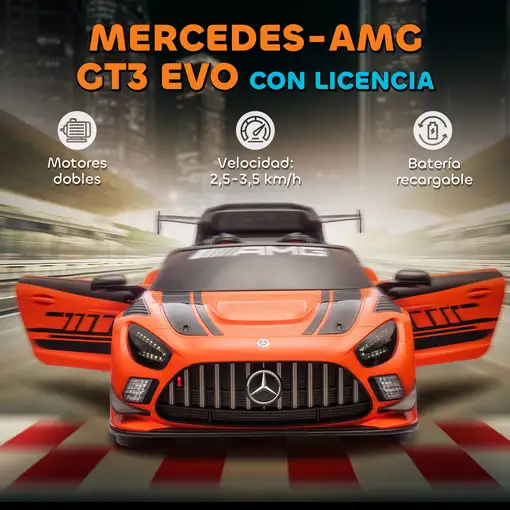 Coche Eléctrico para Niños Mercedes-AMG GT3 Evo Naranja AIYAPLAY