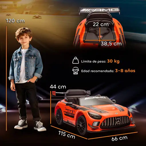 Coche Eléctrico para Niños Mercedes-AMG GT3 Evo Naranja AIYAPLAY