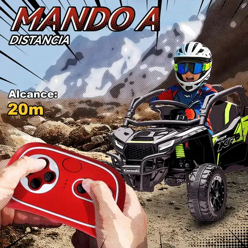 Coche Eléctrico para Niños 12V Kawasaki Teryx KRX 1000 Negro AIYAPLAY