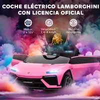 Coche Eléctrico para Niños de +3 Años Lamborghini Batería 12V Rosa AIYAPLAY Coche Eléctrico para Niños de +3 Años Lamborghini Batería 12V Rosa AIYAPLAY