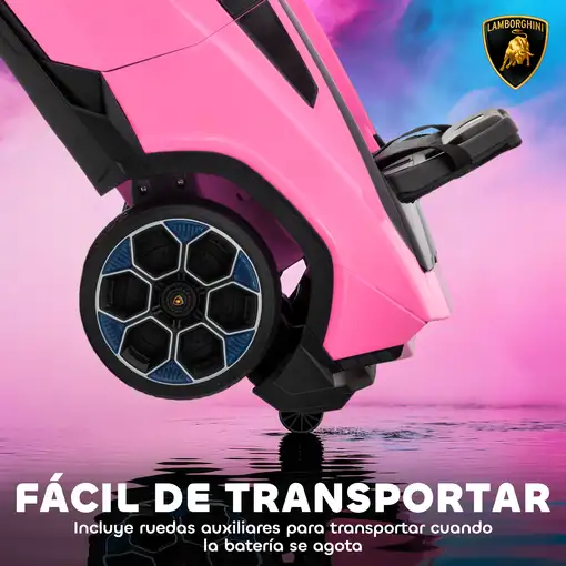 Coche Eléctrico para Niños de +3 Años Lamborghini Batería 12V Rosa AIYAPLAY