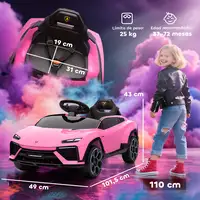 Coche Eléctrico para Niños de +3 Años Lamborghini Batería 12V Rosa AIYAPLAY Coche Eléctrico para Niños de +3 Años Lamborghini Batería 12V Rosa AIYAPLAY