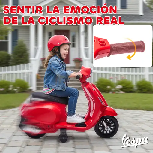 Moto Eléctrica para Niños 6V Ruedas de 6,9'' Velocidad de 2,5km/h Rojo AIYAPLAY