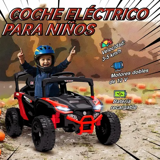 Coche Eléctrico para Niños UTV 12V con 2 Motores Rojo AIYAPLAY