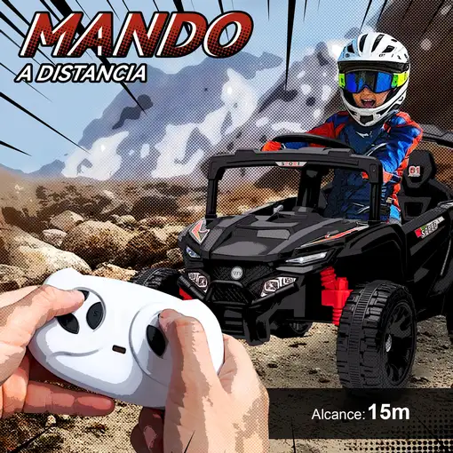 Coche Eléctrico para Niños UTV 12V con 2 Motores Negro AIYAPLAY