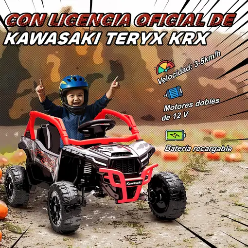 Coche Eléctrico para Niños 12V Kawasaki Teryx KRX 1000 Rojo AIYAPLAY