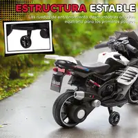 Moto Eléctrica para Niños 6V con Ruedas de Apoyo Música Blanco AIYAPLAY Moto Eléctrica para Niños 6V con Ruedas de Apoyo Música Blanco AIYAPLAY